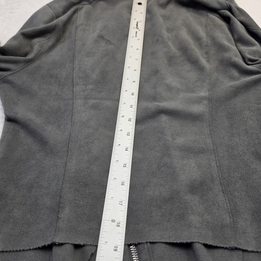 Blank NYC Gray Moto Jacket Knit Drape Collar Asymmetrical Zip Women's Medium - Picture 12 of 12